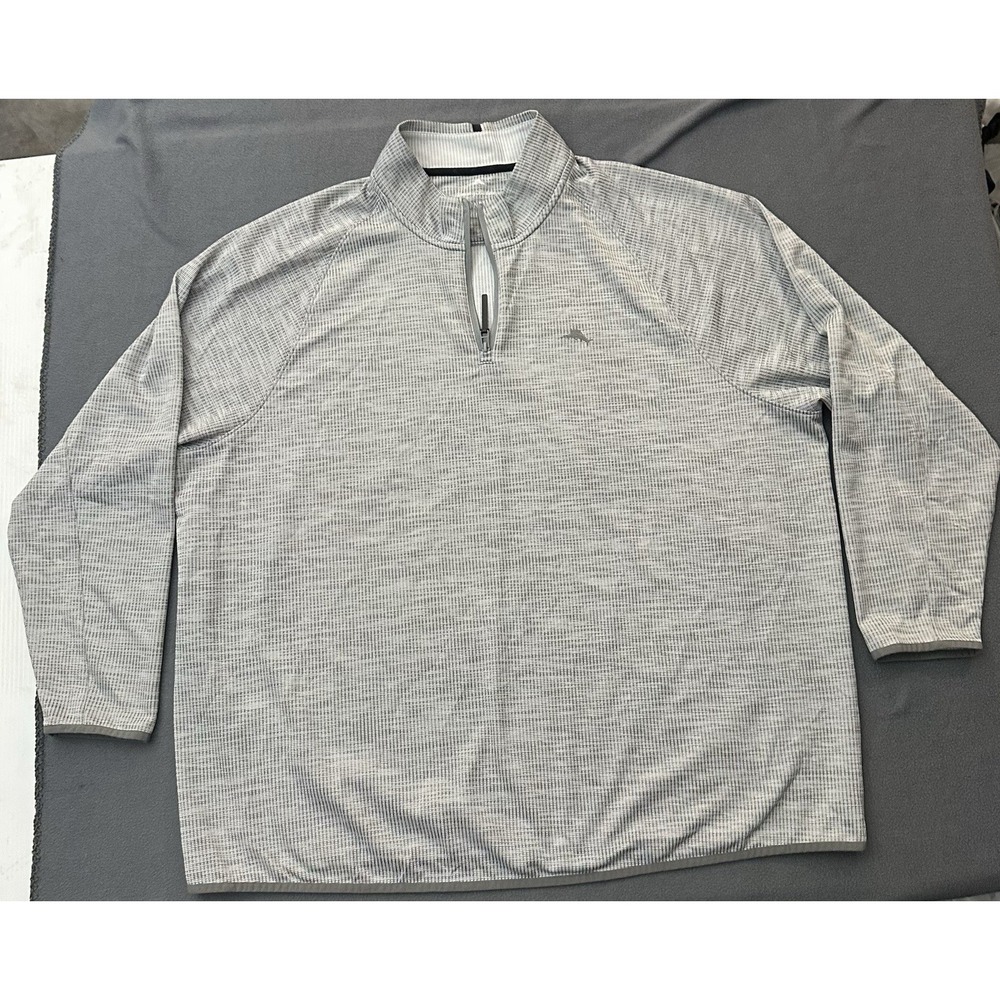 Tommy Bahama Pullover Mens 3XL Quarter Zip IslandActive Sweater UPF 30 Gray